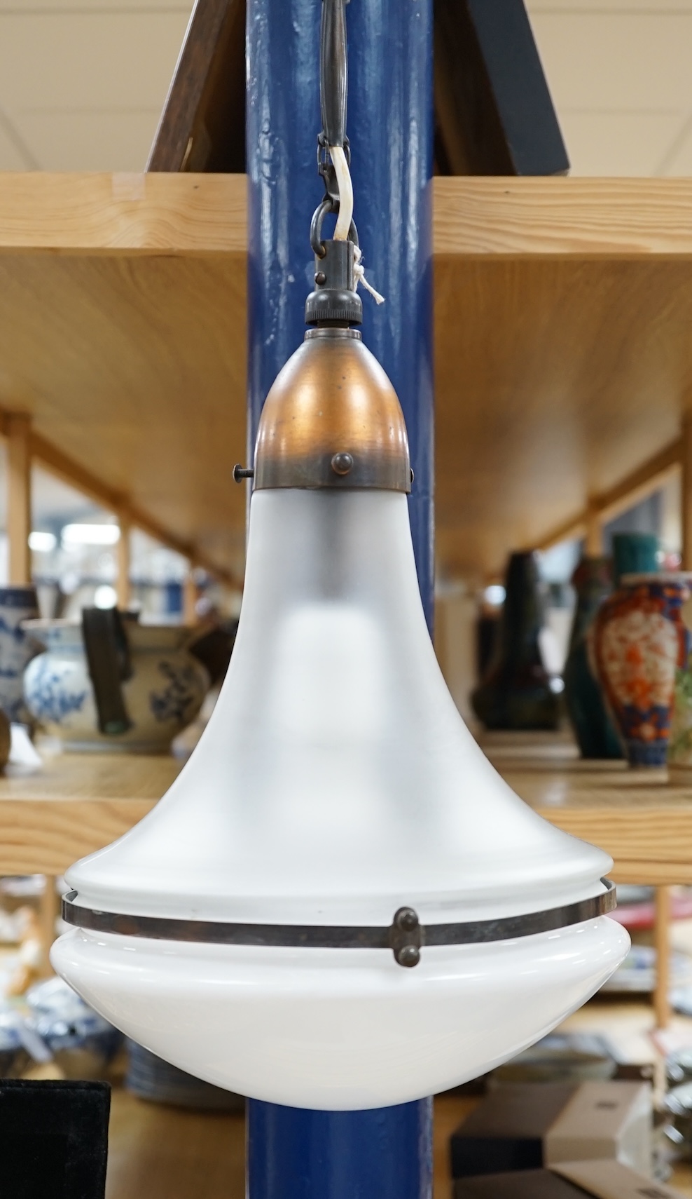 A contemporary Peter Behrens Luzette pendant light, 110cm drop. Condition - fair to good